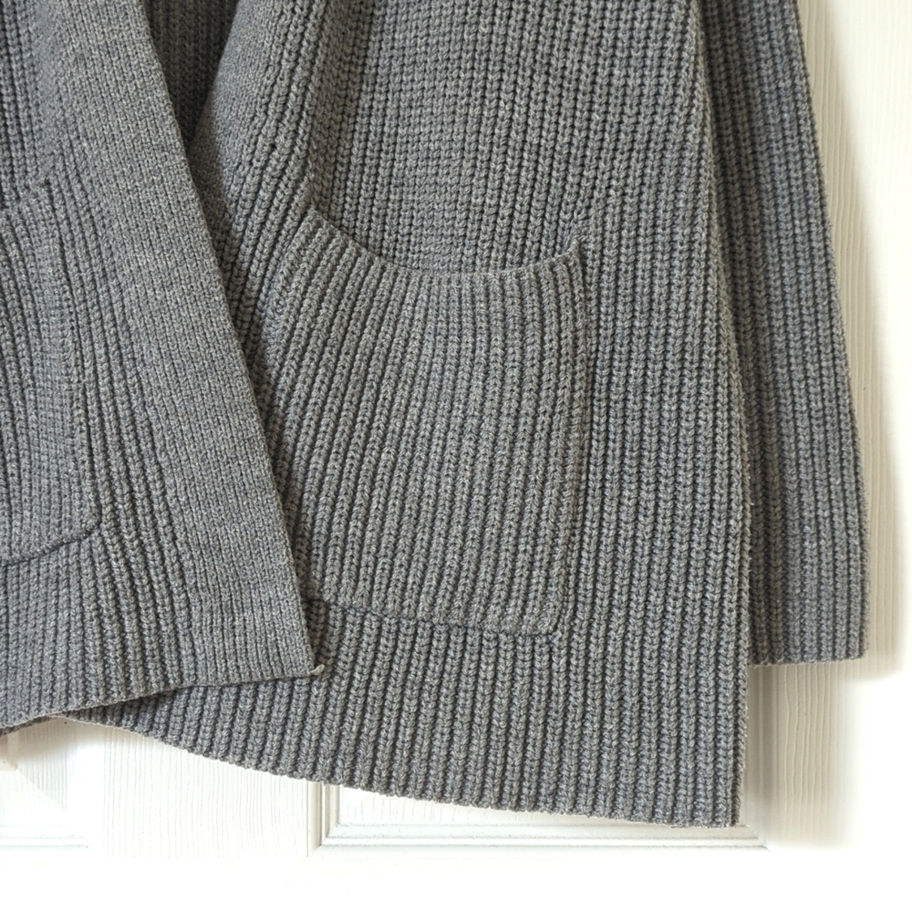 The Beach People The Twin Palms Ribbed Knit Open Front Cardigan Sweater Gray M/L - Picture 9 of 14
